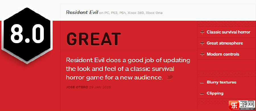 值患上一玩 《逝世化惊险HD：重制版》获IGN8分好评